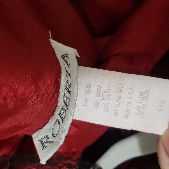 Vintage Roberta Red crushed velvet dress size Small 5/6 burgundy - Picture 7 of 10